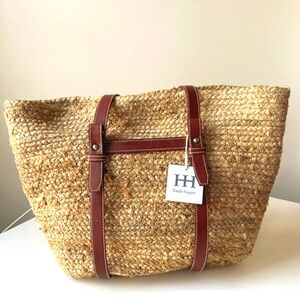 Haute Hippie Brown Leather-Trimmed Tote NWT